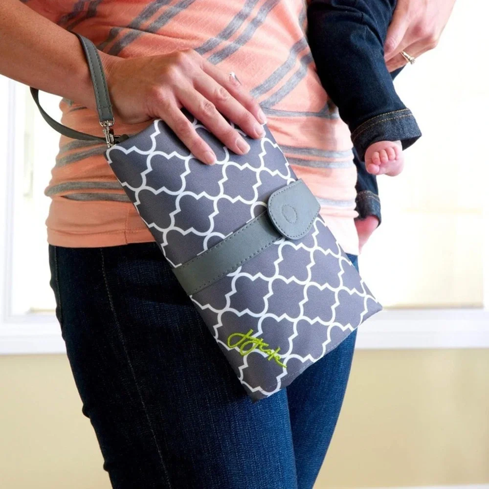JJ Cole Luxury Diaper Changing Clutch, Stone Arbor